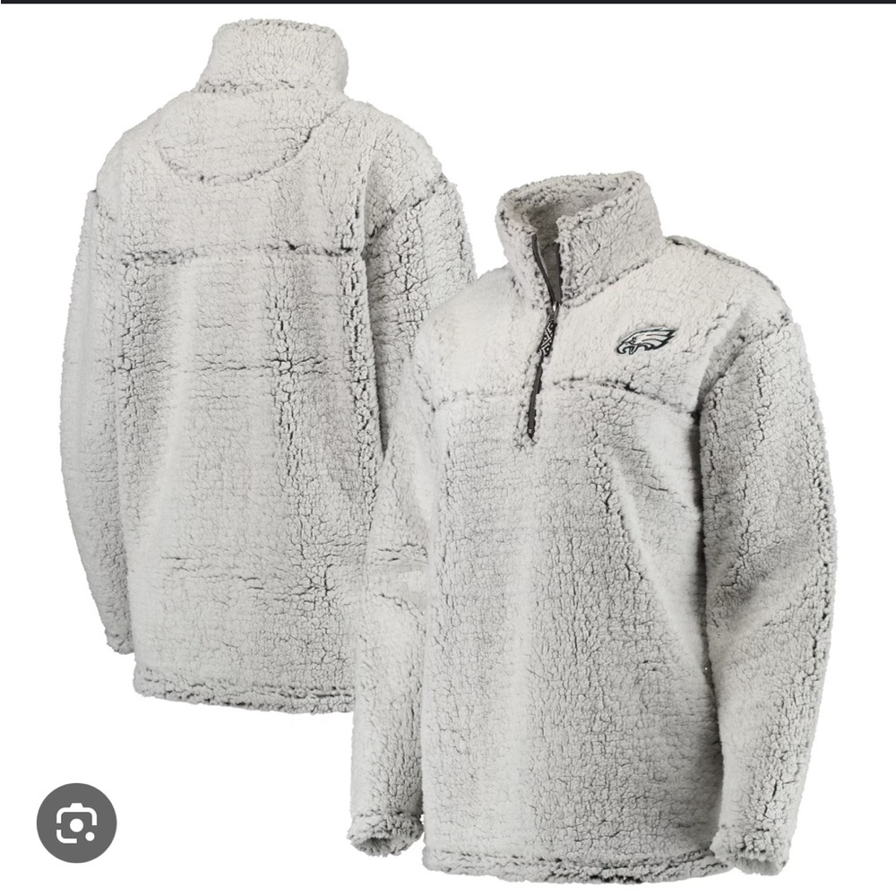 Women's Gray Philadelphia Eagles Sherpa Quarter-Zip Pullover Jacket
